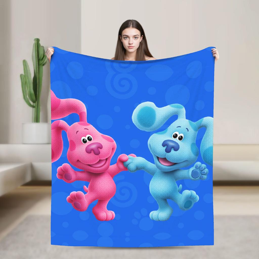 Soft Warm Blanket Airplane Travel Blue's Clues Collage Throw Blanket Cartoon Flannel Bedspread For Couch Chair Sofa Bed Sofa Bed