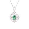 Korean Style Silver Necklace with Blue Red Emerald Water Drop Pendant