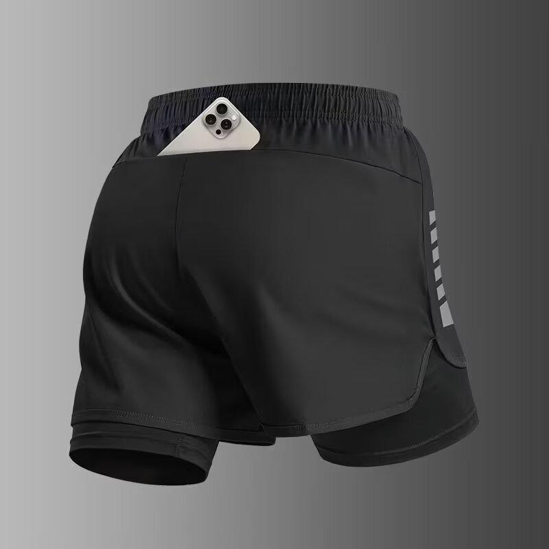 

Men s Quick-Dry Three-Quarter Running Shorts with Phone Pocket and Inner Lining 4XL