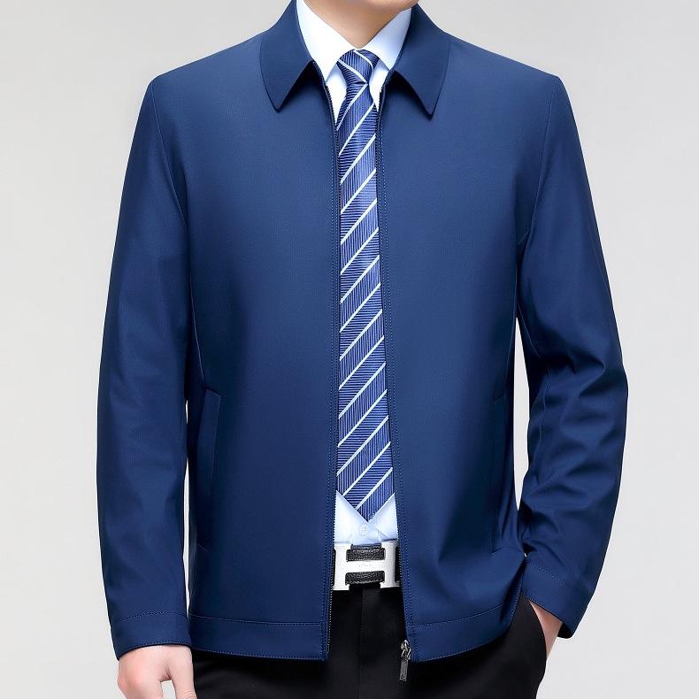 2024 Spring Business Casual Turn-Down Collar Jacket for Middle-Aged Men