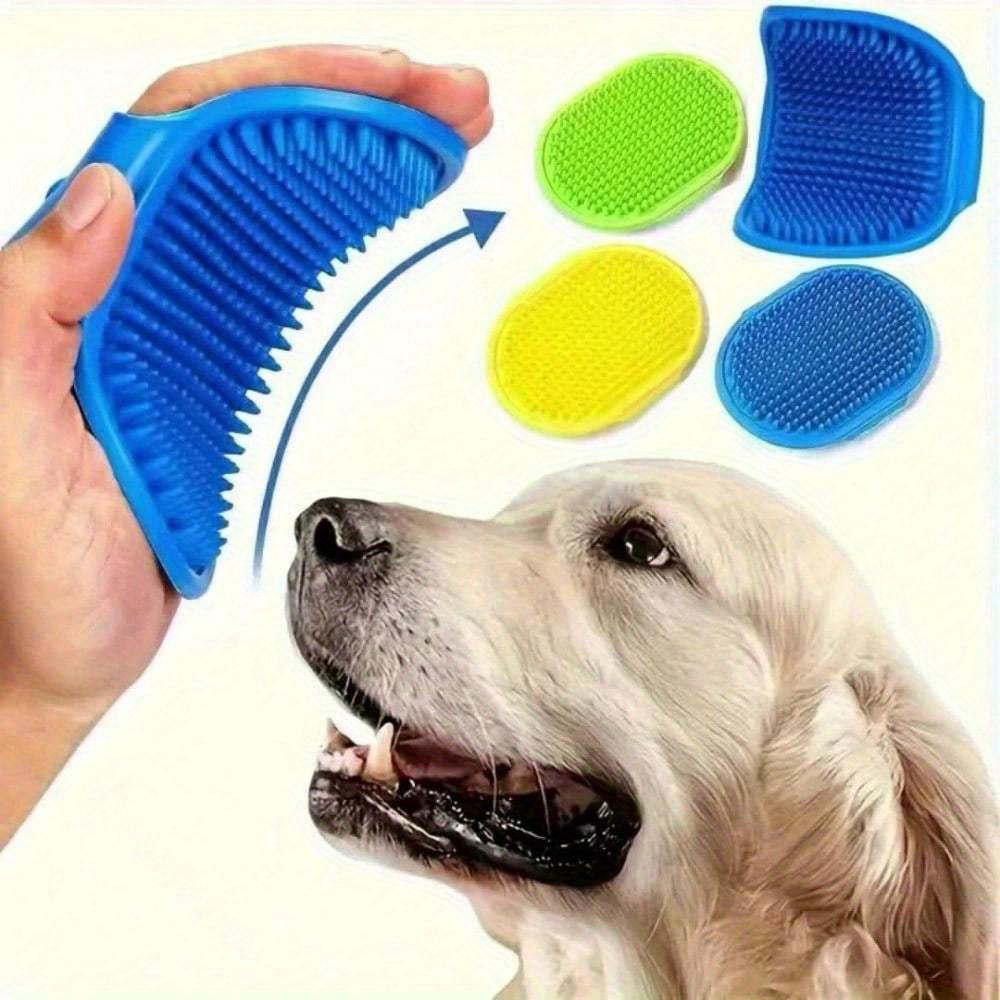 2PCS/1pc Pet Bathing Brush, Cat Massage Brush, Dog Bathing Gloves, Silicone Cleaning Rubber Bathing Comb With Adjustable For Long&Short Haired