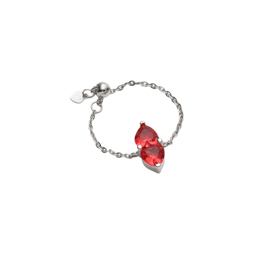 Double Heart Adjustable Chain Ring Minimalist Elegant Women Link Chain Ring Exquisite Simple Finger Jewelry Girls Gift