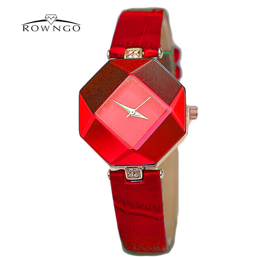 Micro-Business Watch Diamond Lens Piece Fashionable Women Waterproof Diamond Prism Watch красный