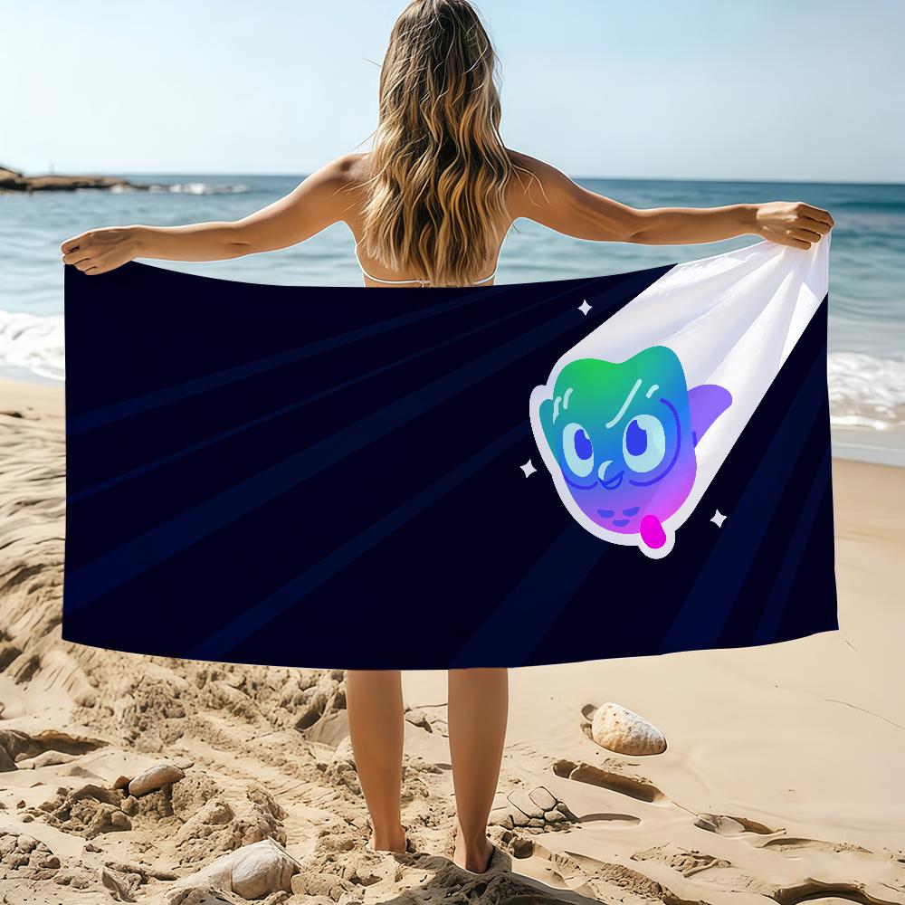 Cartoon D-Duolingo AI Towel Beach Towel Oversized Quick Dry Towel Absorbent Soft Swim BeachTowels for Men Women