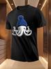 Poulpe Drôle en Bonnet Bleu T-shirt Graphique T-shirt Graphique...
