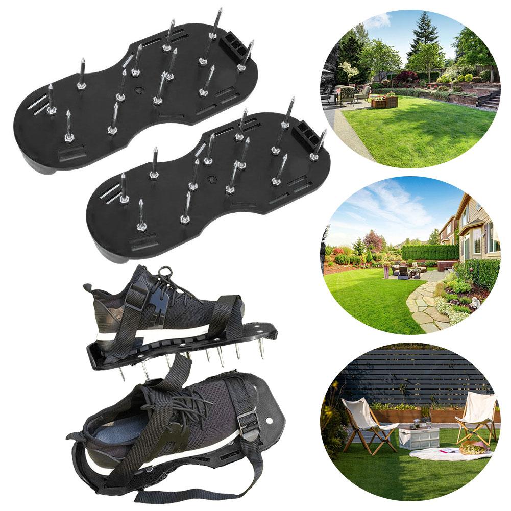 Anti-Slip Lawn Aerator Shoes Grass Spiked Shoes with Adjustable Strap Aerator Sandals for Yard Patio Garden Aerating Soil Tools