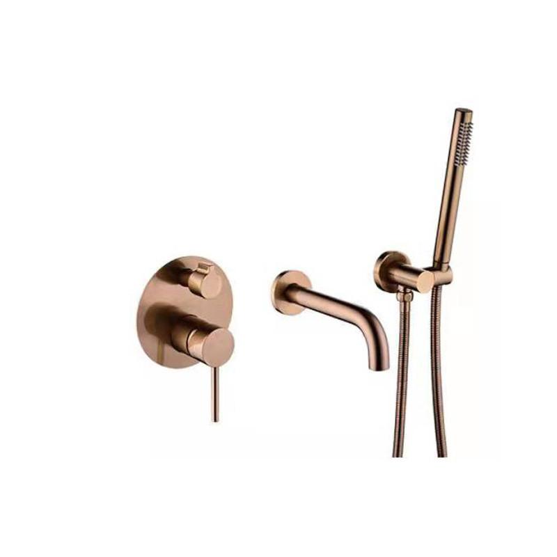 Tuqiu Brushed Gold Bathroom Bathtub Mixer Set Hot and Cold Rose Gold Bath Shower Faucets Wall Mounted Bathtub Shower Faucet Set