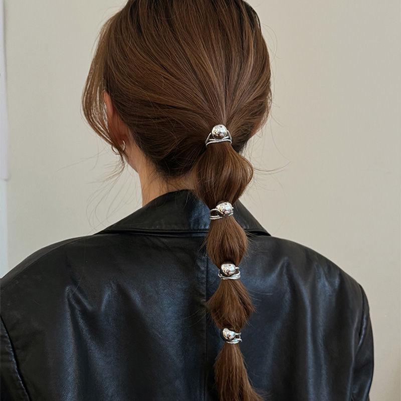 Korean Style Silver Ball Elastic Headband Hair Ring