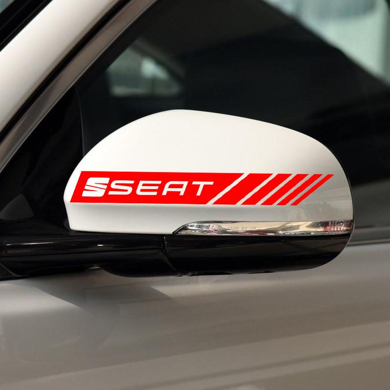 2Pcs Car Stripe Stickers Rearview Mirror Reflective Vinyl Decals Decoration For SEAT Leon FR Altea Ibiza Toledo Cordoba Alhambra Arona Ateca Exeo