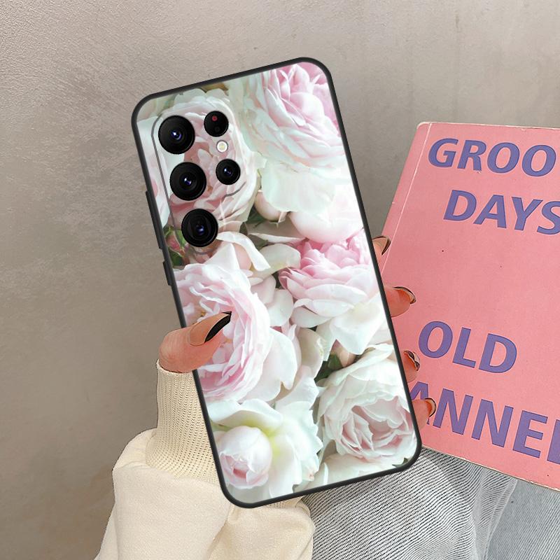 Pink Roses Bouquet Flowers Case For Samsung Galaxy S25 Ultra S20 S21 S22 S23 S24 Ultra S9 S10 Plus S25 FE Cover Coque