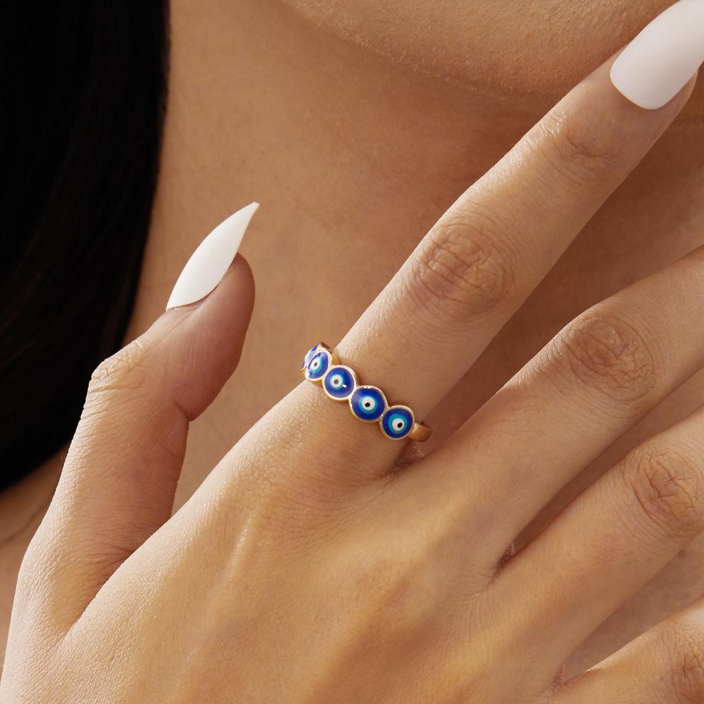 Classic Lucky Turkish Blue Evil Eye Rings For Women Men Vintage Colorful Enamel Demon Eyes Party Finger Ring Aesthetic Jewelry