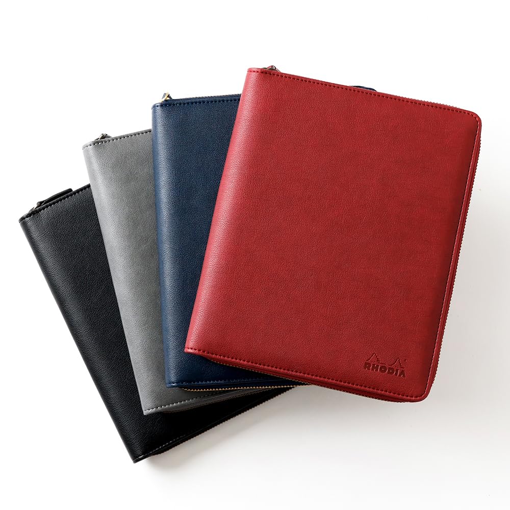 Rhodia Notepad Synthetic Leather PU Round Zip Case One Rhodia 16 5mm Orange Black (Includes No. Grid) (cf16purzbk)