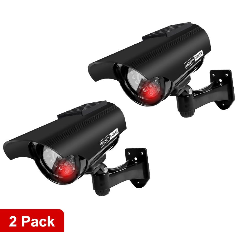 Solar Fake Bullet Security Camera Dummy Surveillance System, Red LED Lights Anti-Theft,Indoor Outdoor Deterrent Home Office