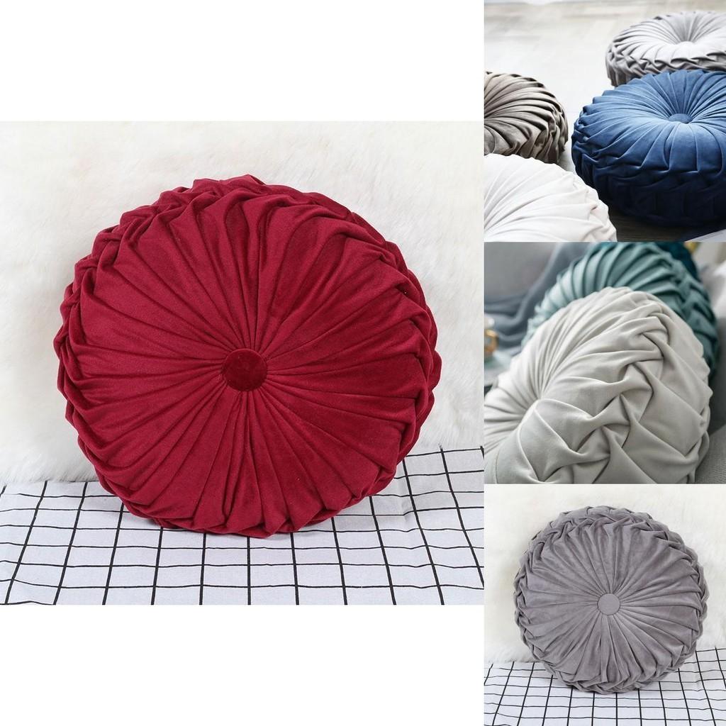 Luxurious Plush Pleated Round Pumpkin Pillow Soft Touch Couch Cushion Floor Decor