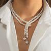 Kette mit Imitation Perlen und Kristallanhänger Halskette für Damen Lange Quasten Halsketten 2026 Modeschmuck Halsaccessoires