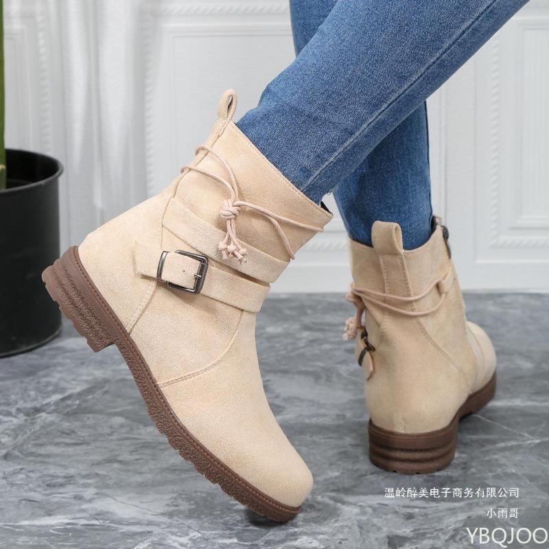 Autumn winter new elegant simple thick heel square toe short boots fashionable versatile shoes casual comfortable women's shoes