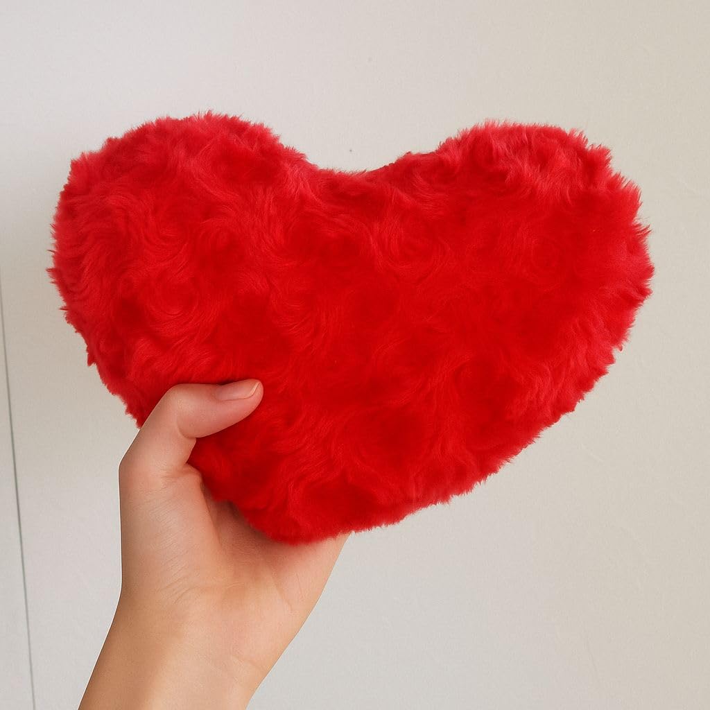 VX Plush Heart-Shaped Mini Cushion, 20cm, Red, Soft Plush Material, Valentine's Day Decor, MKHR-01