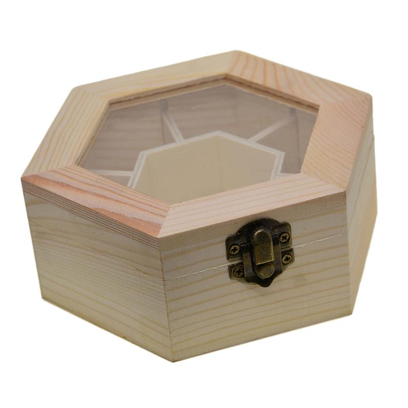 Unfinished Wood Storage Box with Lip Storage Organizer with 7 Slots for Ring Bracelet Necklace Earrings Accessories