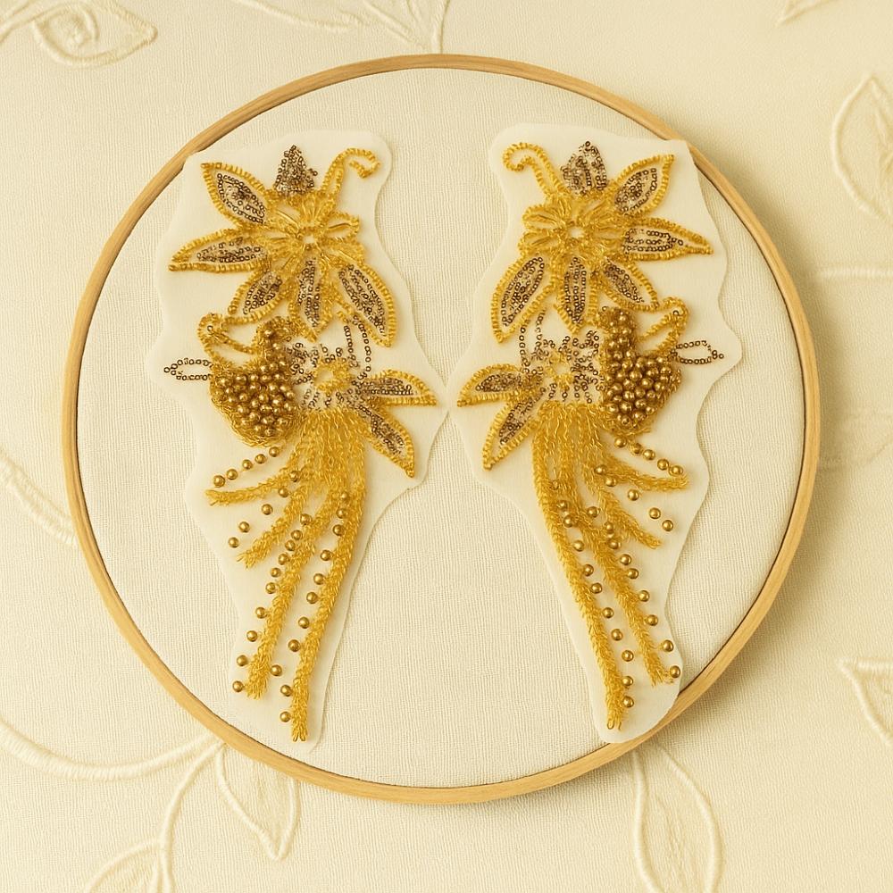 Mesh Fabric Clothing Applique Handmade Nail Beads Patch Repair Clothes Patches  Women Clothes