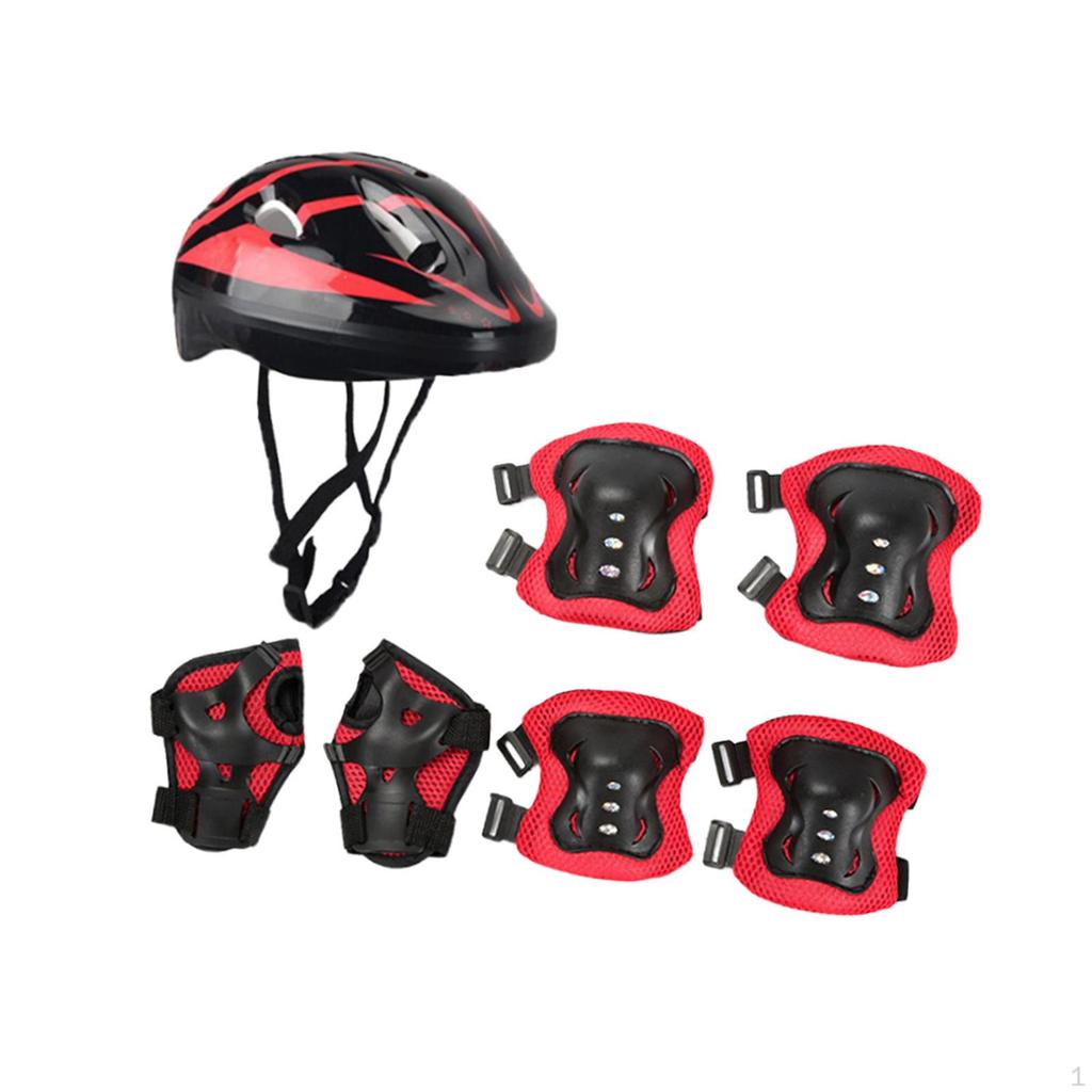 7 Pcs/set Kids Bike Helmet for Teenagers Skateboard Cycling
