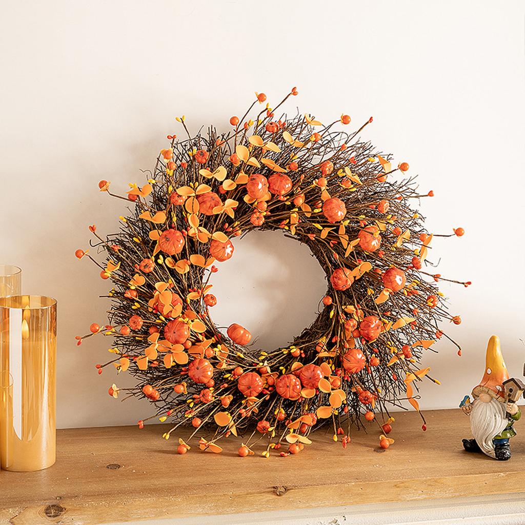 Festival Simulation Flower Wreath, Flower Wreath, Thanksgiving Flower Wreath, Stamens, Pumpkin Branches, Handmade