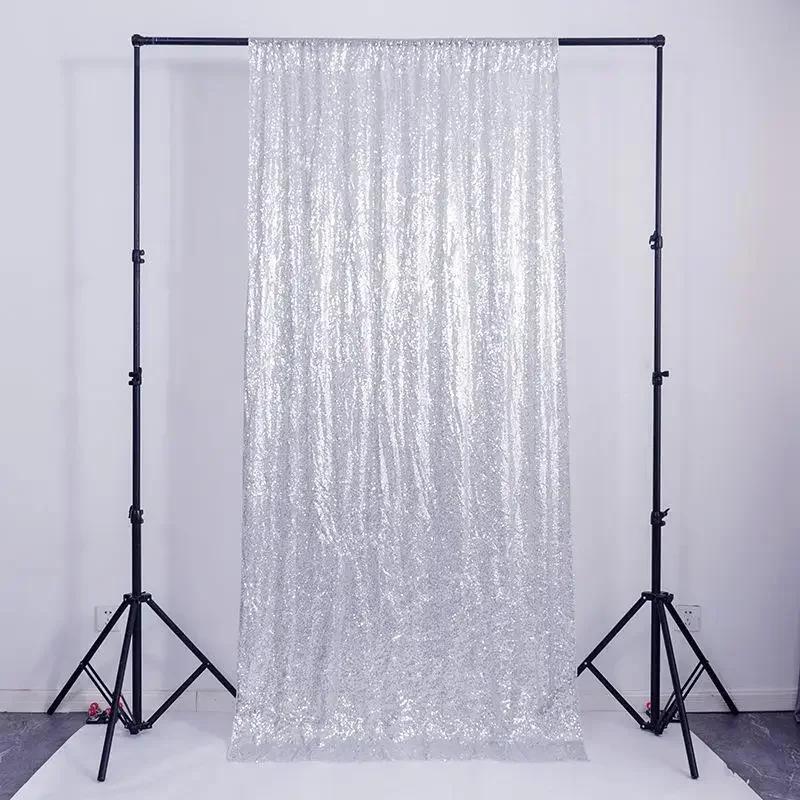 1PC Pink Sequin Backdrop Curtains 2FTx8FT for Wedding Decoration Baby Shower Christmas Halloween Birthday Party Background Drape