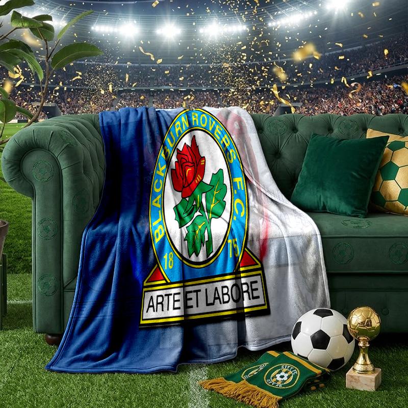 Blackburn-Rovers Crest Throws Blanket Flannel Blankets Plush for Couch Bed Gifts for Men Women Travel Picnic Blanket Christmas Fan Gifts