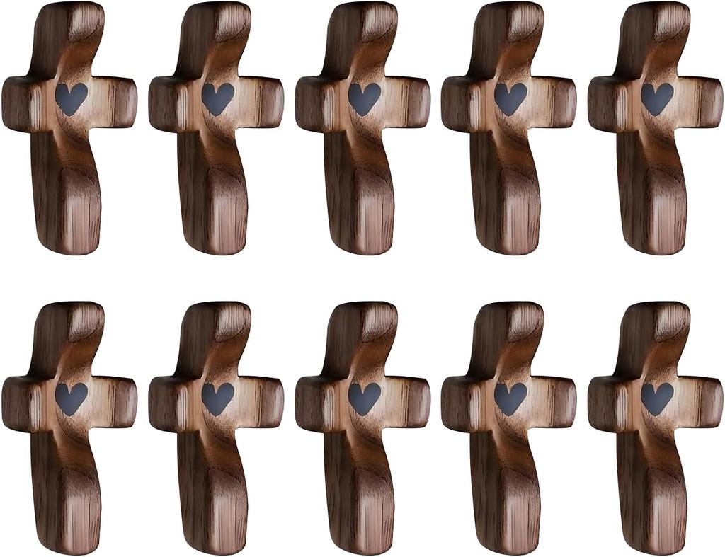 Wooden Comfort Pocket Cross Ergonomic Handheld Prayer Clinging Cross Christian Encouragement Gift For Anxiety Grief