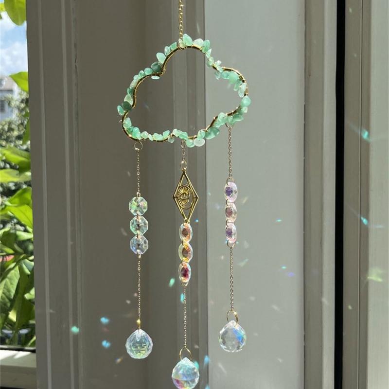 Natural Crystal Wind Bells Wind Chimes Sun Catcher Perfect Art Ornament Window Garden Hangings Ornaments Pendant