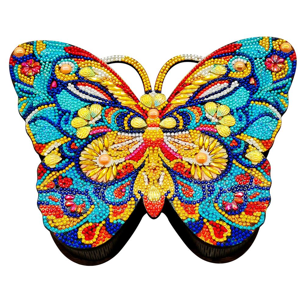 Wood Diamond Painting Jewelry Organizer Flower Bird Crystal Rhinestone Diamond Art Jewelry Case Heart Rose Tulip for Adults Kids