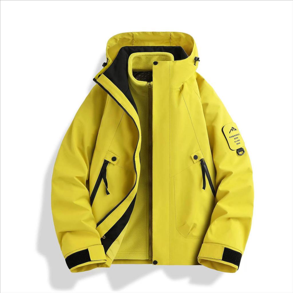 Graphene Black & Gold Lined Two-Piece Windproof Jacket Set for Men & Women - Autumn/Winter Mountaineering & Travel