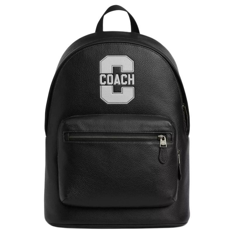 

COACH 32 Letter Embroidered Hardware Accessories Pebbled Leather Backpack Large Men’s Black чорний