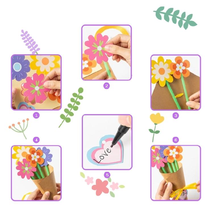 Potřeby pro výrobu papírových květin DIY přání ke Dni matek DIY sady pro květinové kytice