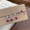 Simple Style Cultivation, Gemstone Stud Earrings, Necklace, Ring Three-piece Set, High-end Set, Women's