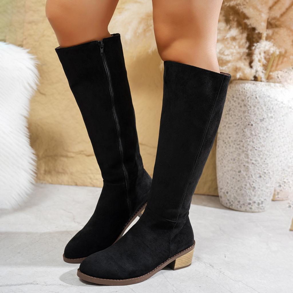 Women's Boots 2026 Autumn/Winter Suede Over Knee Boots Women's Side Zipper High Heel Long Sleeve Fashion Boots