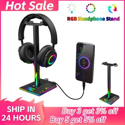 RGB Herní stojánek na sluchátka Eb01-b Stojan na headset Dva USB porty Dotykový ovládací pásek Světlo Herní držák na sluchátka Sluchátka