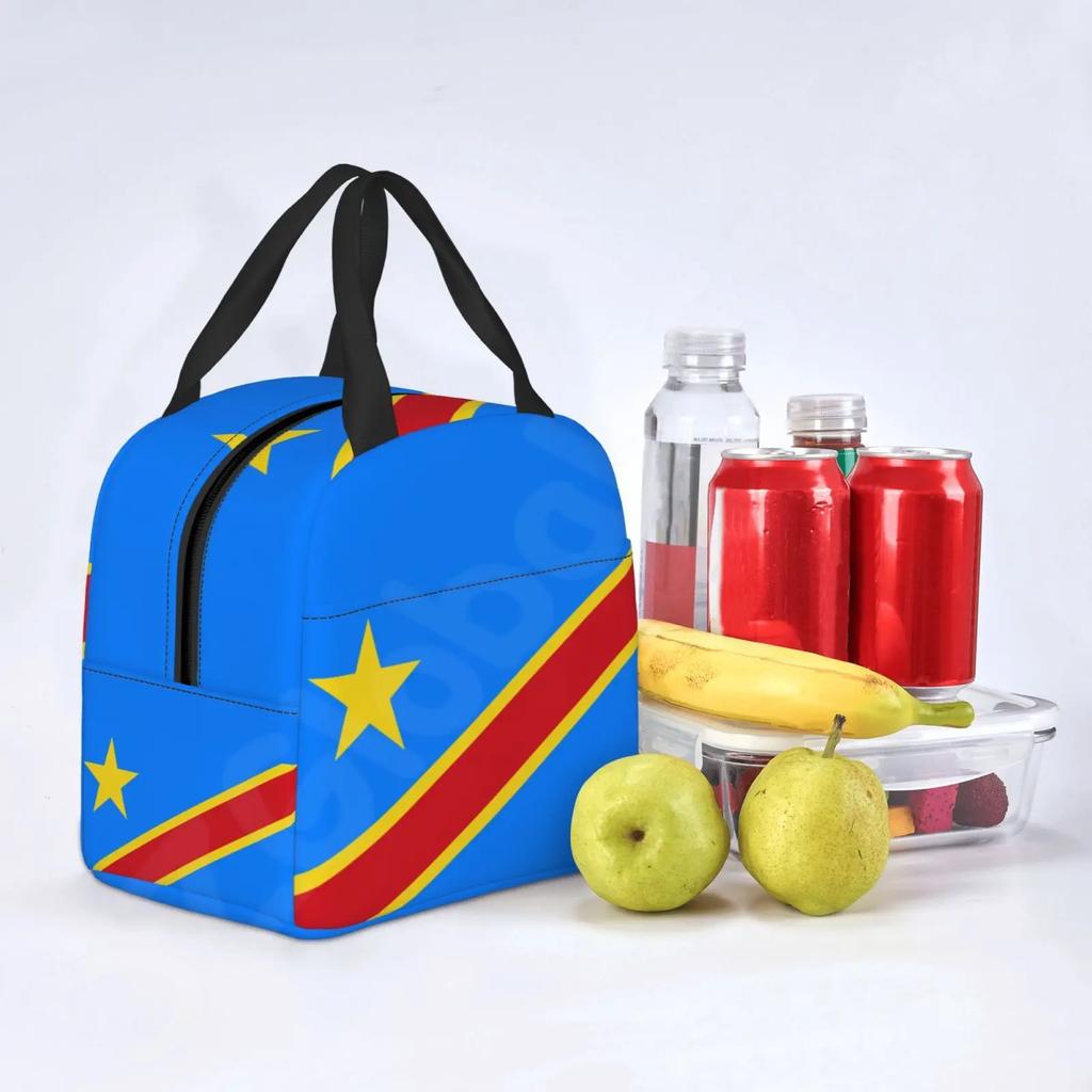 Democratic Republic of Congo Flag Insulated Lunch Bag for Kids Women Portable Waterproof Picnic Coole Bag Reusable Bento Box Bag