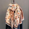 400g Retro Ethnic Bluebird Scarf: Women's Winter Warm Neck Warmer, High-End Imitation Cashmere Shawl.