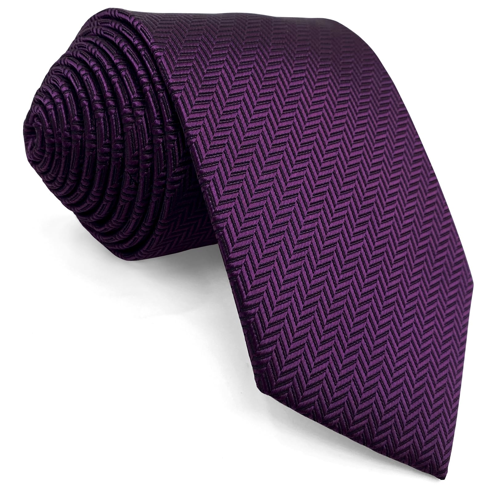 SHLAX&WING Plain Purple Silk Tie for Men, Long and Narrow, 6cm