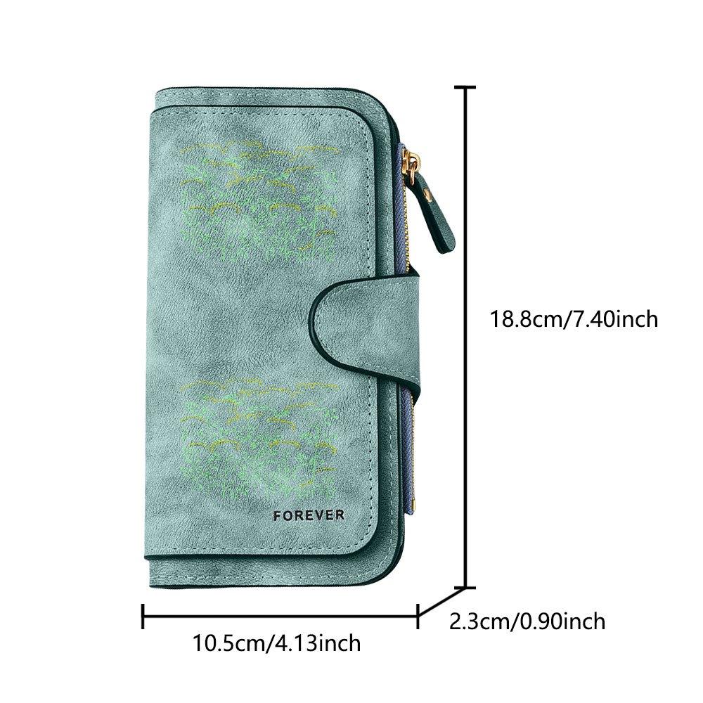 Delicate yellow flower fennel plant print long wallet multifunctional portable coin purse with clasp suitable for daily commuting large capacity