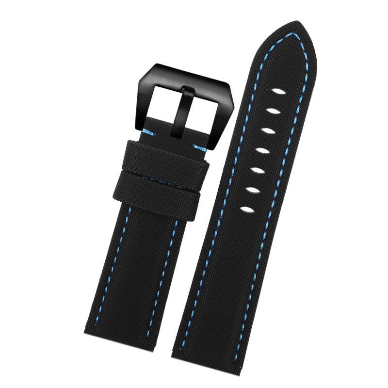 For Panerai Strap Bracelet for Men's PAM111 PAM441 Nylon Carbon Fiber Plaid 441 Leather Watchband Black Blue 22mm 24mm 26MM