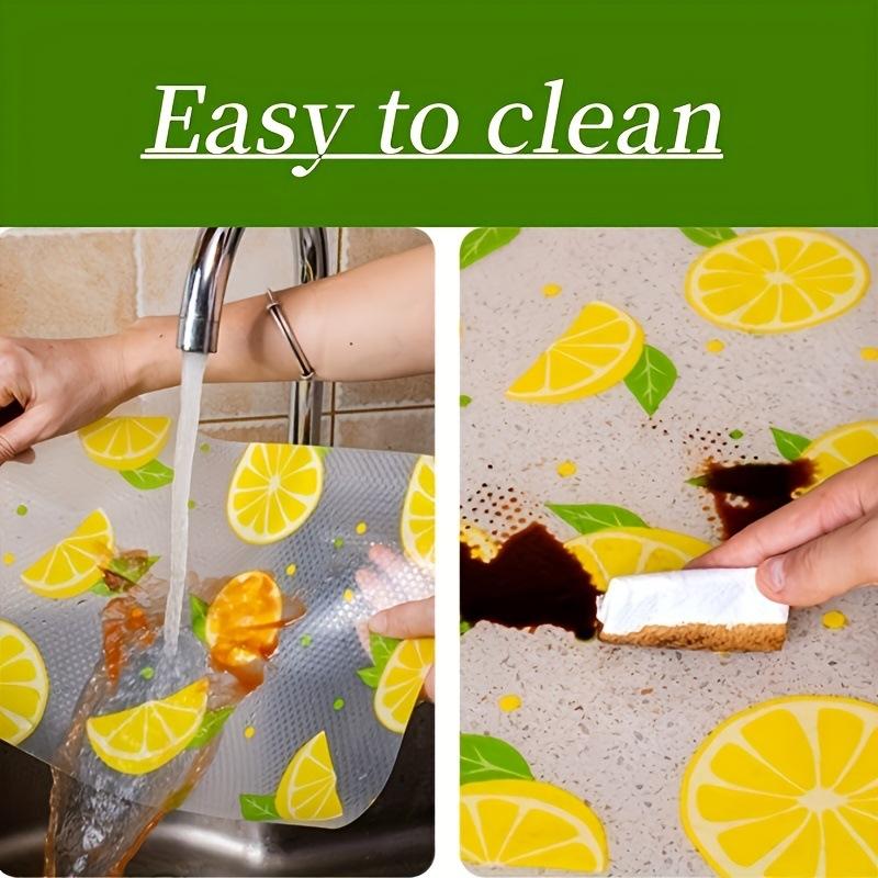 4PCS No Residue Refrigerator Pad Waterproof Anti-oil Cuttable Washable Kitchen Placemat for Shelf Drawer Liner
