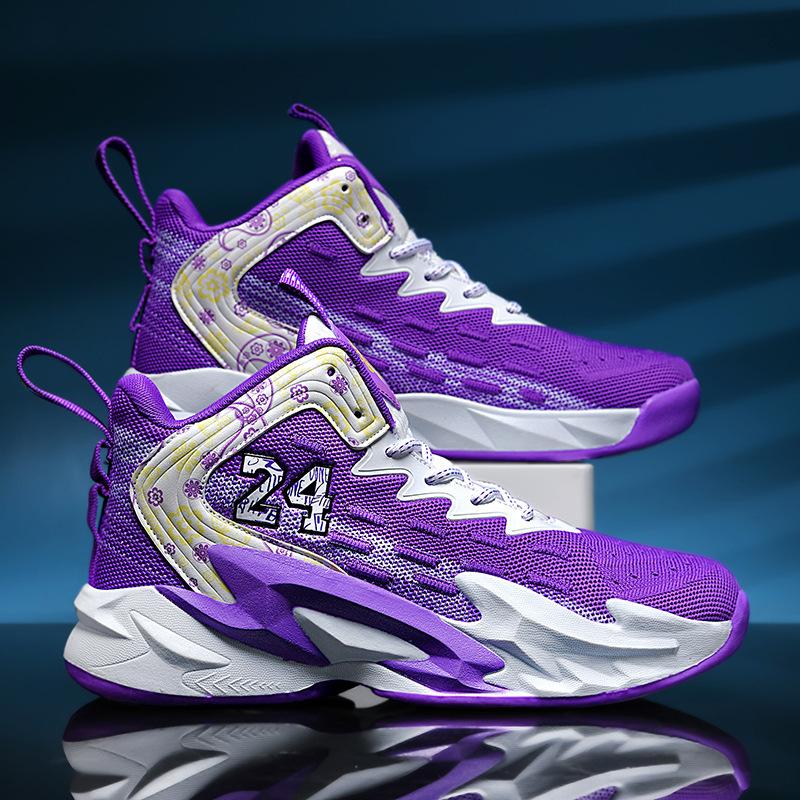 New High-top Primary and Secondary School Students Basketball Shoes Men's Sports Trendy Shoes Actual Combat Young Students Mesh Sports Shoes Men