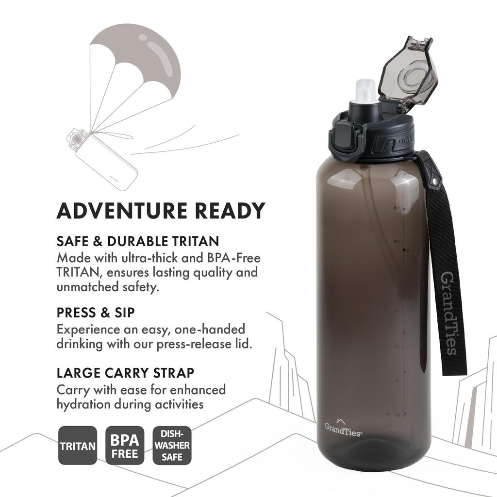 GRANDTIES Water Tritan Sports 1500ml Water Removable Silicone Tritan Will Not Leak Even When Comes with One Push Dishwasher Club Plastic Bottle,