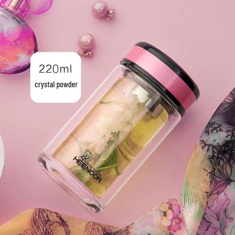 Heenoor Portable Double-Wall Glass Tea Infuser Bottle