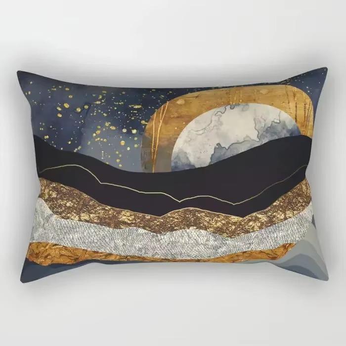 30X50cm Watercolor Stripe Chinese Style Pattern Printing Decorative Living Room Home Furnishing Polyester Rectangular Pillowcase