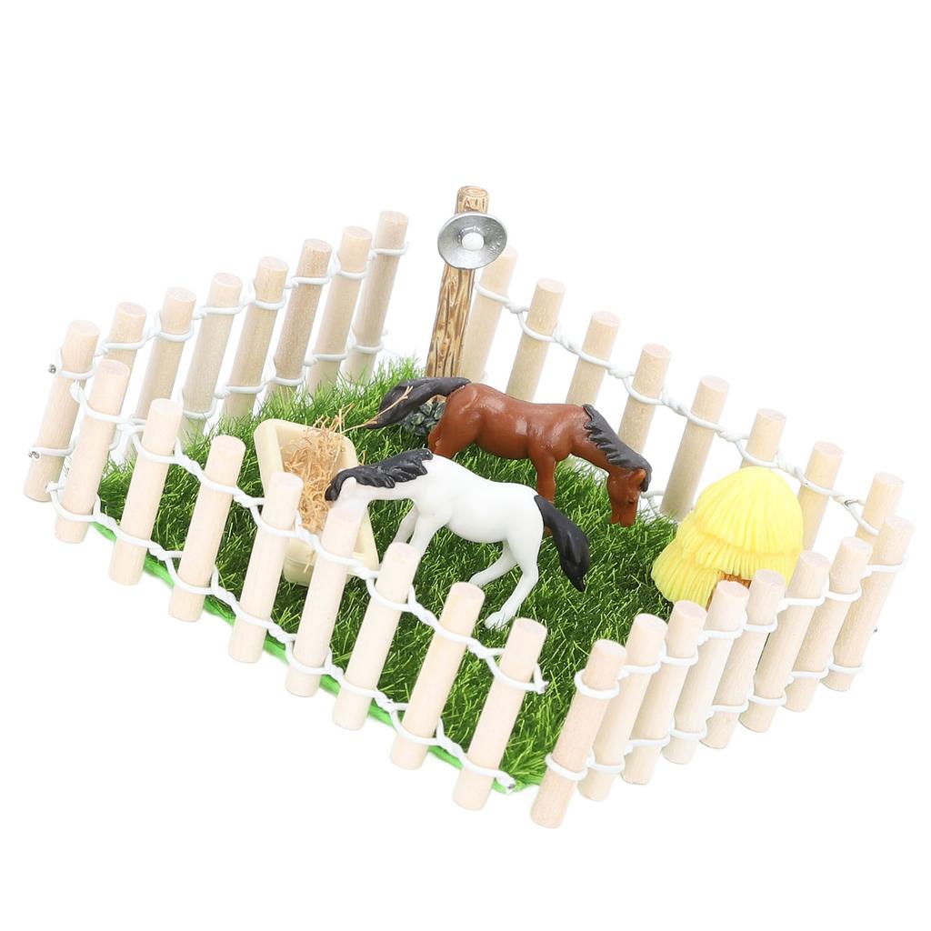 1 : Model Stajni dla Koni Ogrodzenie Skala 12 Model Zagrody Miniaturowej Model Toru Wyścigowego Dekoracyjny Zabawki Małej Stajni dla Koni
