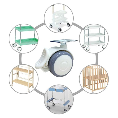 Silent Casters with Stoppers, Swivel Casters, Stick-On Casters for Storage Boxes, Retrofit Furniture Casters, 4 Casters, 200kg Load Capacity, 360-Degr