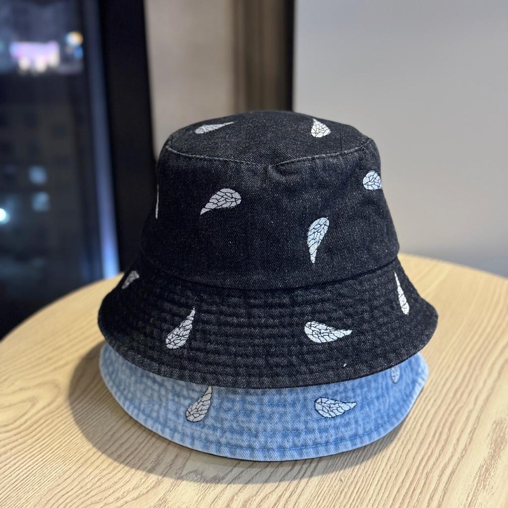 Spring and summer new embroidered denim fisherman hat for women, washed vintage style2026Versatile outdoor sun protection bucket hat trendy