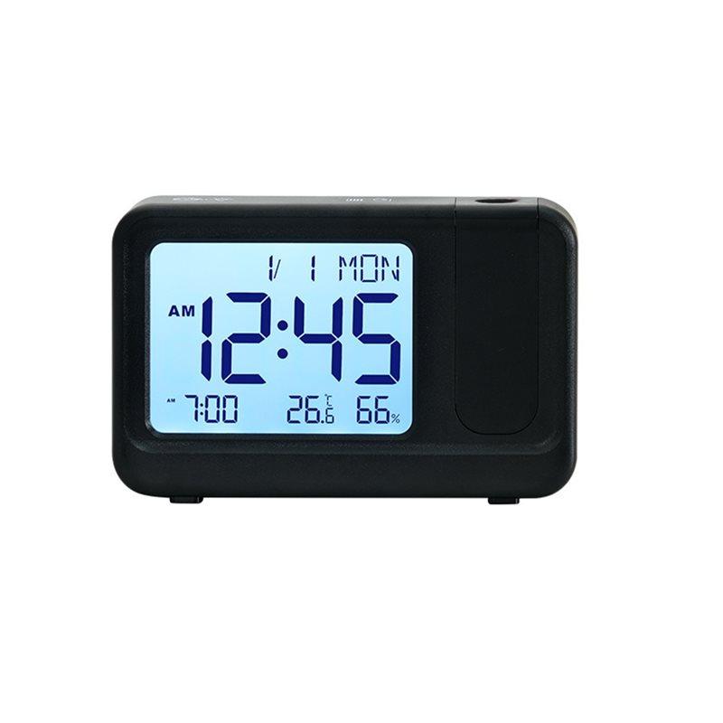 

ABKY-Projection LCD Alarm Clock 180° Rotation Black And White Color Options Alarm Settings Versatile Design Feature чорний